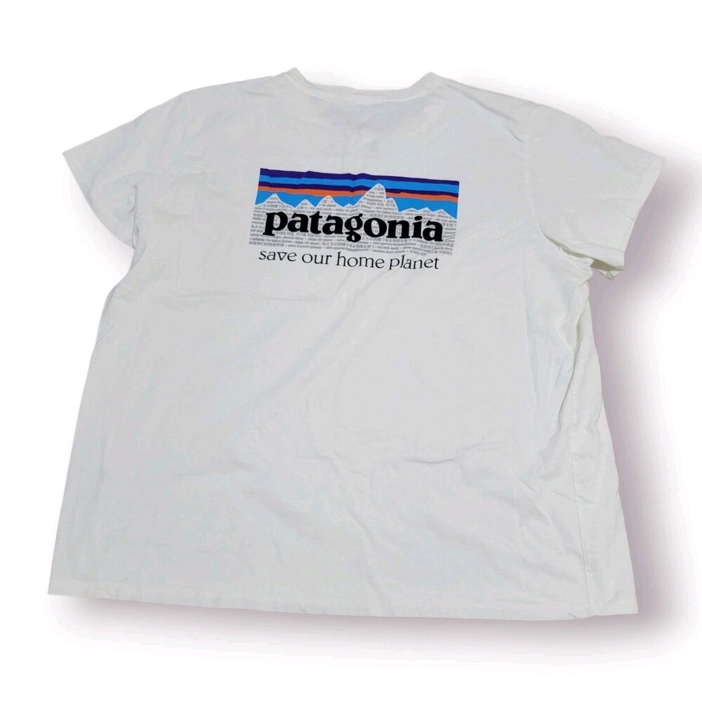 Patagonia Womens Organic Tee 2XL White Save Our Home Planet - Picture 2 of 12